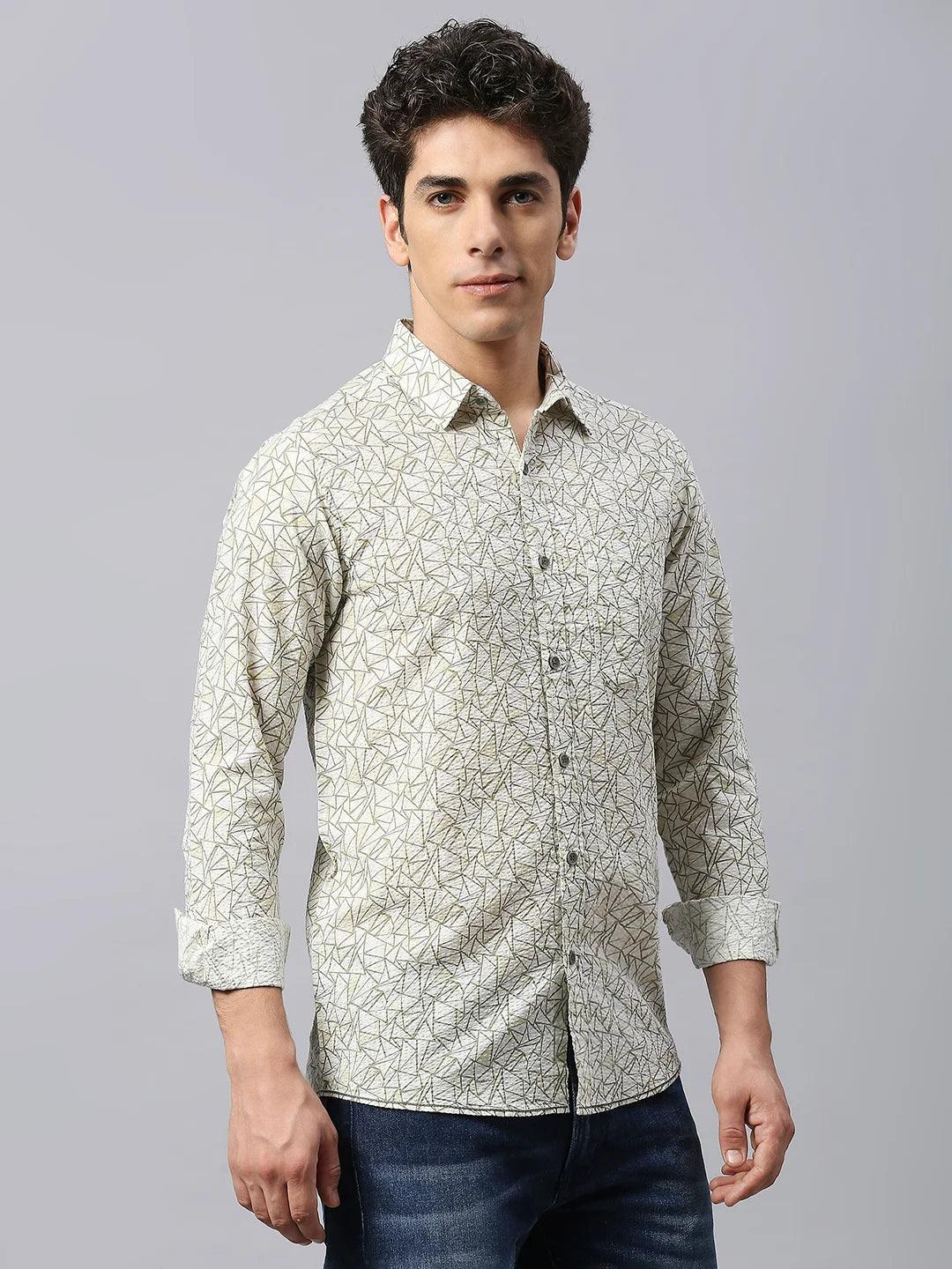 Light Olive Printed Shirt