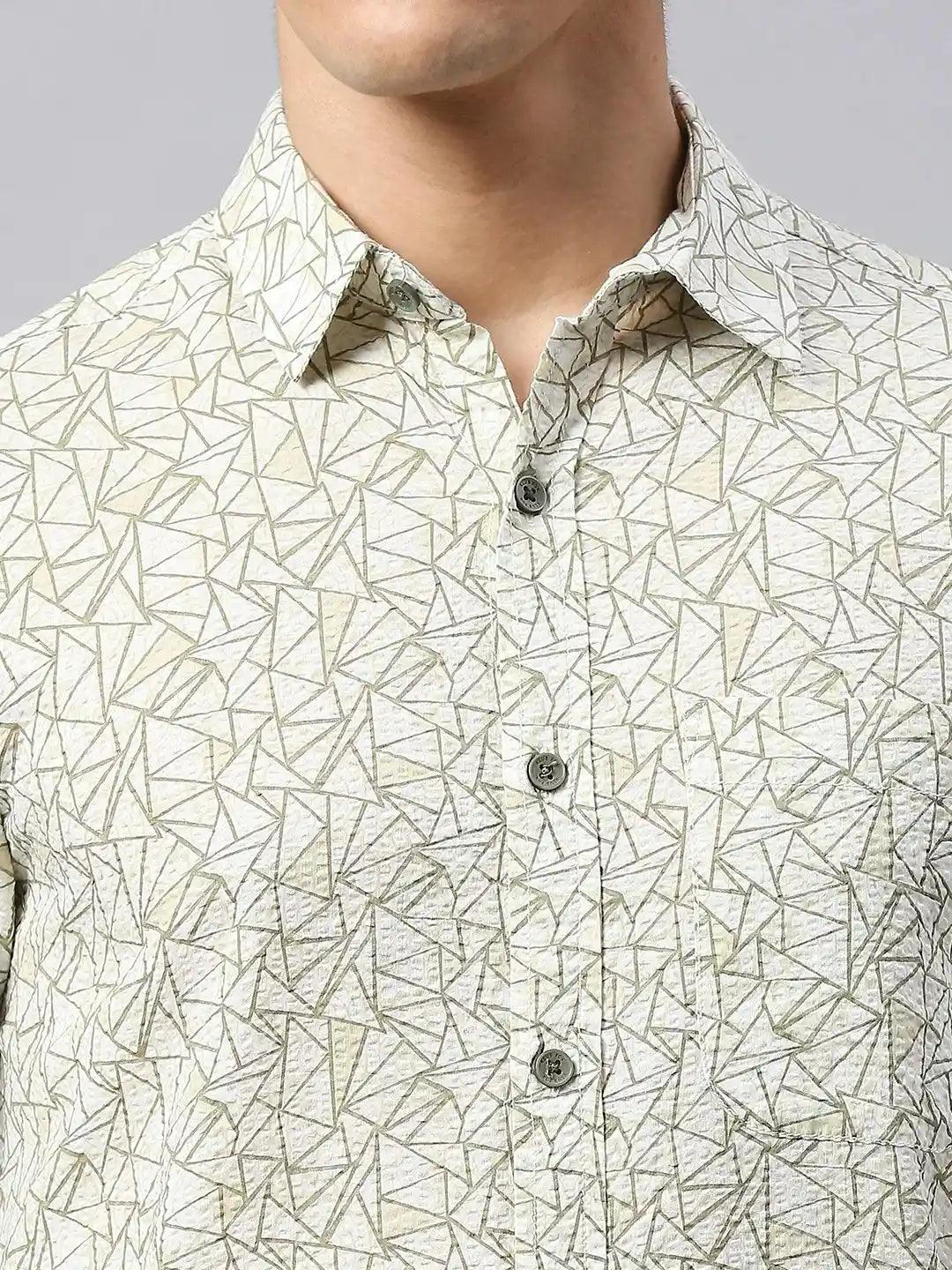 Light Olive Printed Shirt