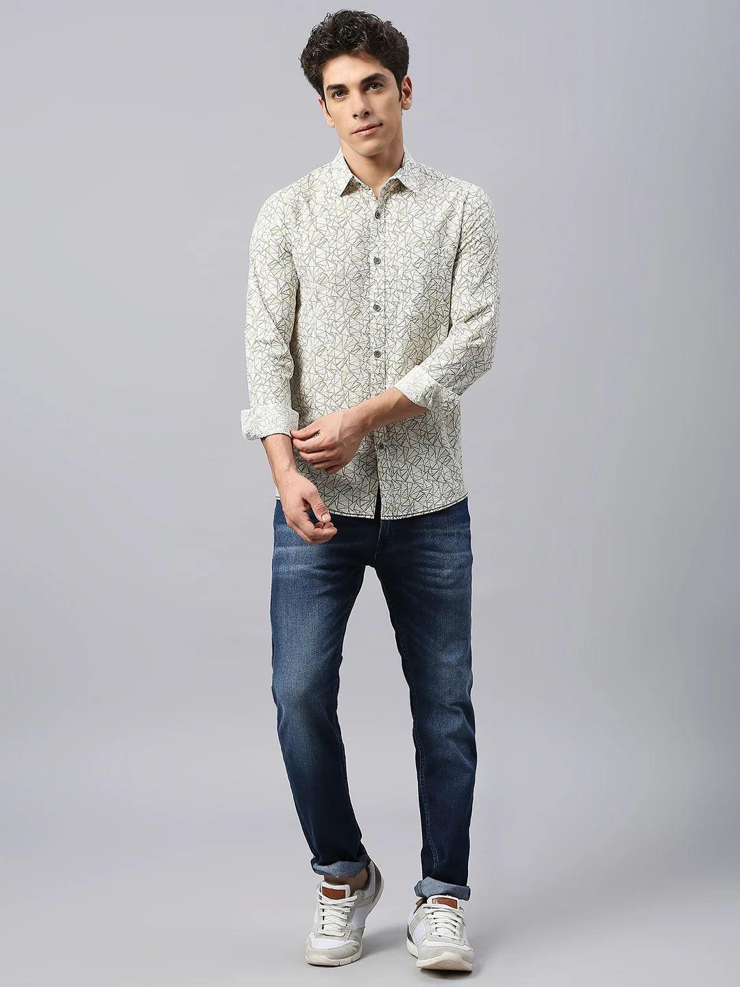 Light Olive Printed Shirt