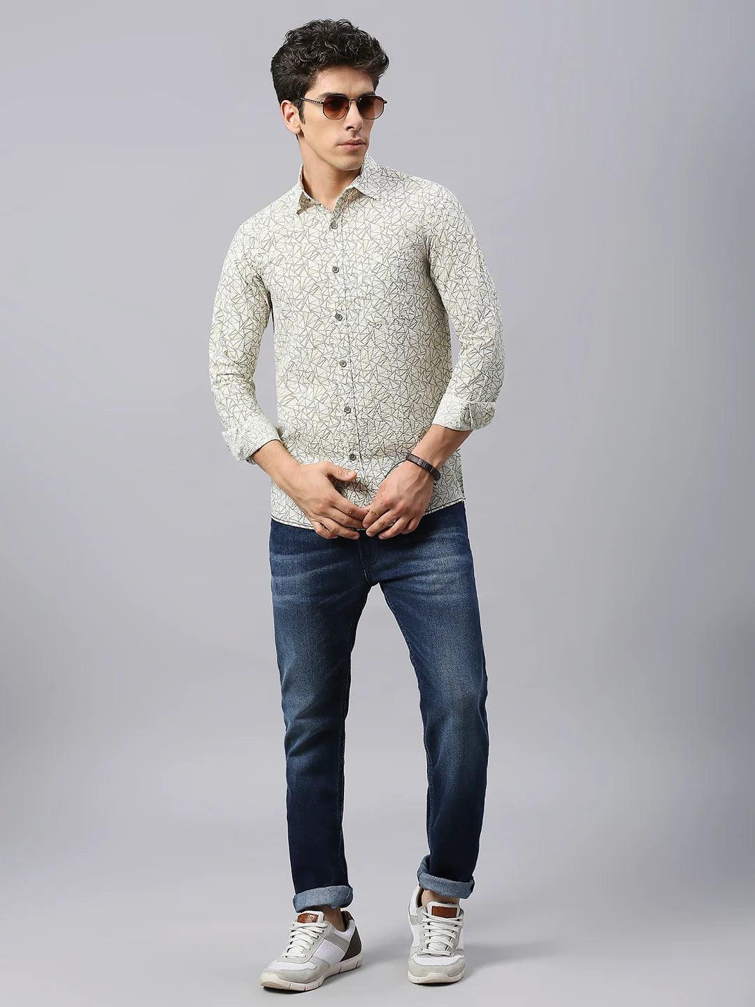 Light Olive Printed Shirt