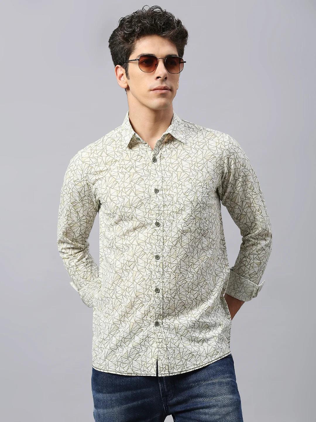 Light Olive Printed Shirt