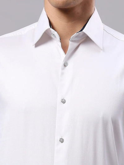Solid White Formal Satin Shirt