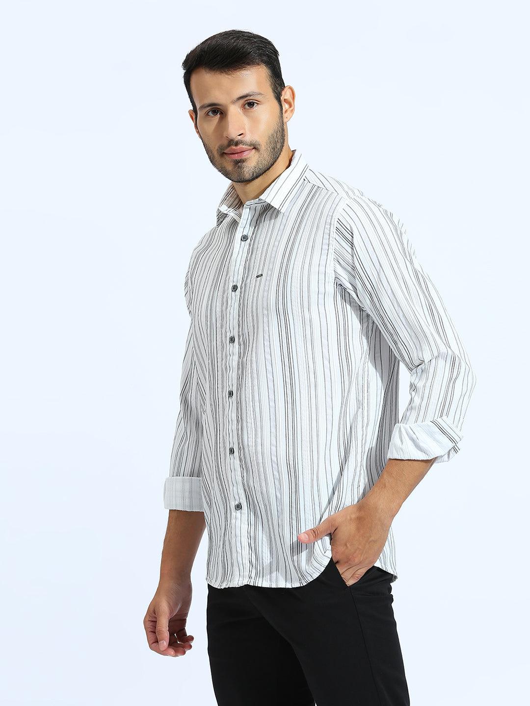 Linea Stripe Cotton White Shirt