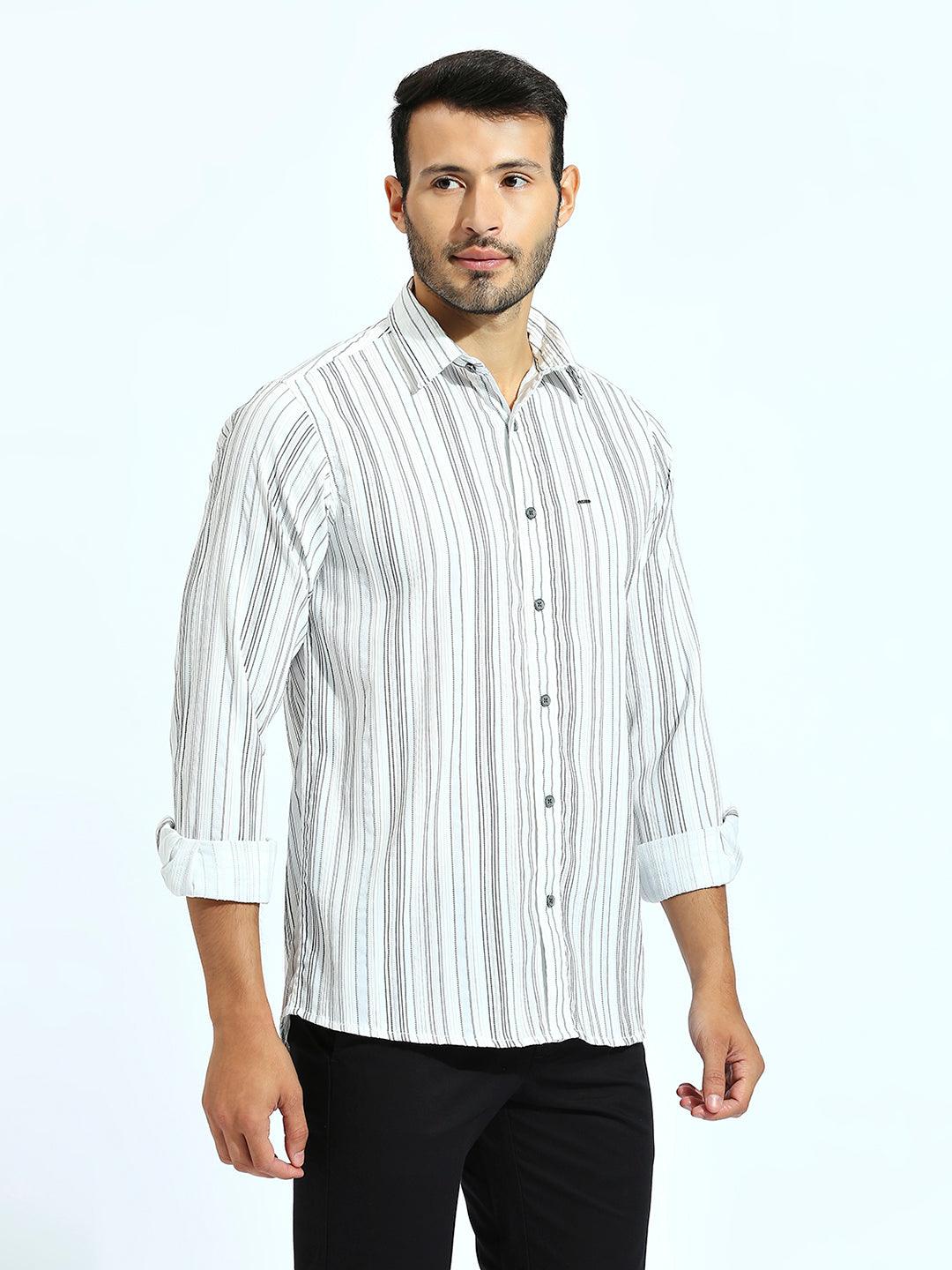 Linea Stripe Cotton White Shirt