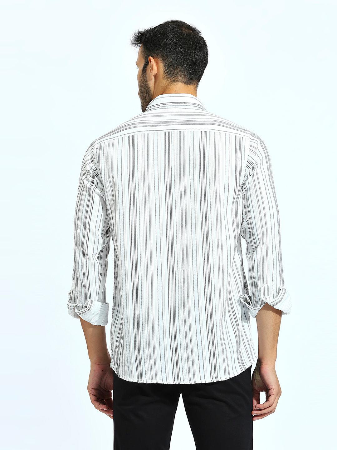 Linea Stripe Cotton White Shirt