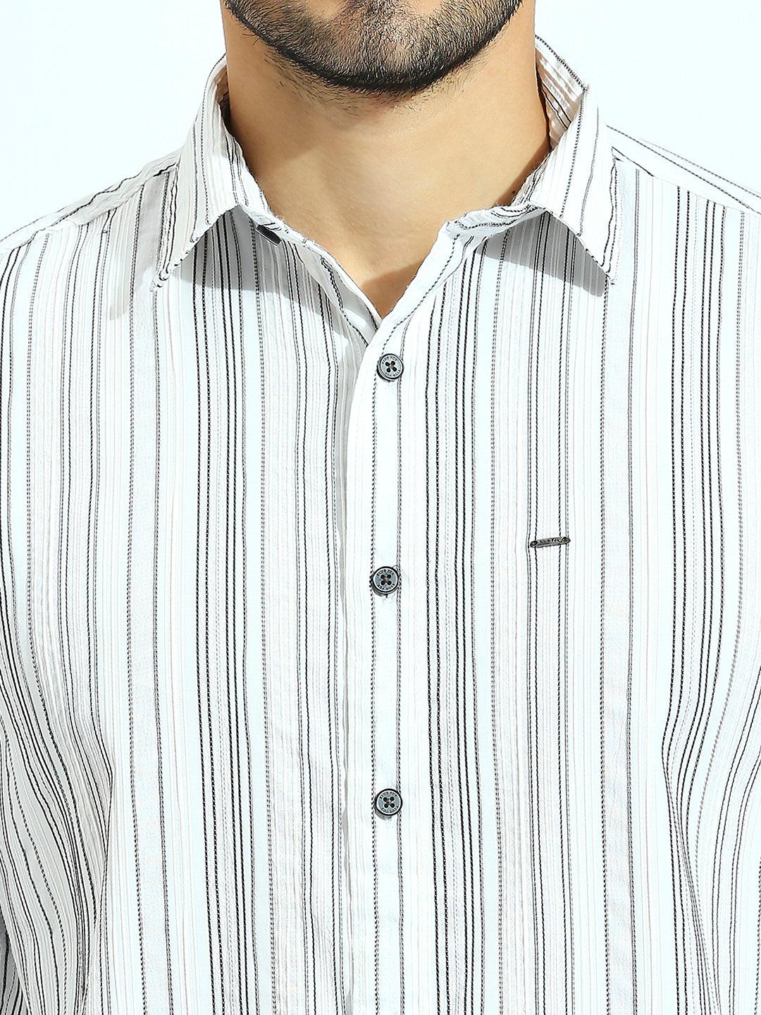 Linea Stripe Cotton White Shirt