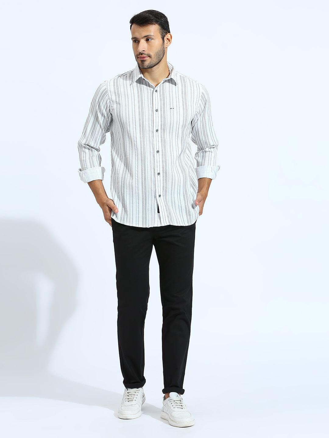 Linea Stripe Cotton White Shirt