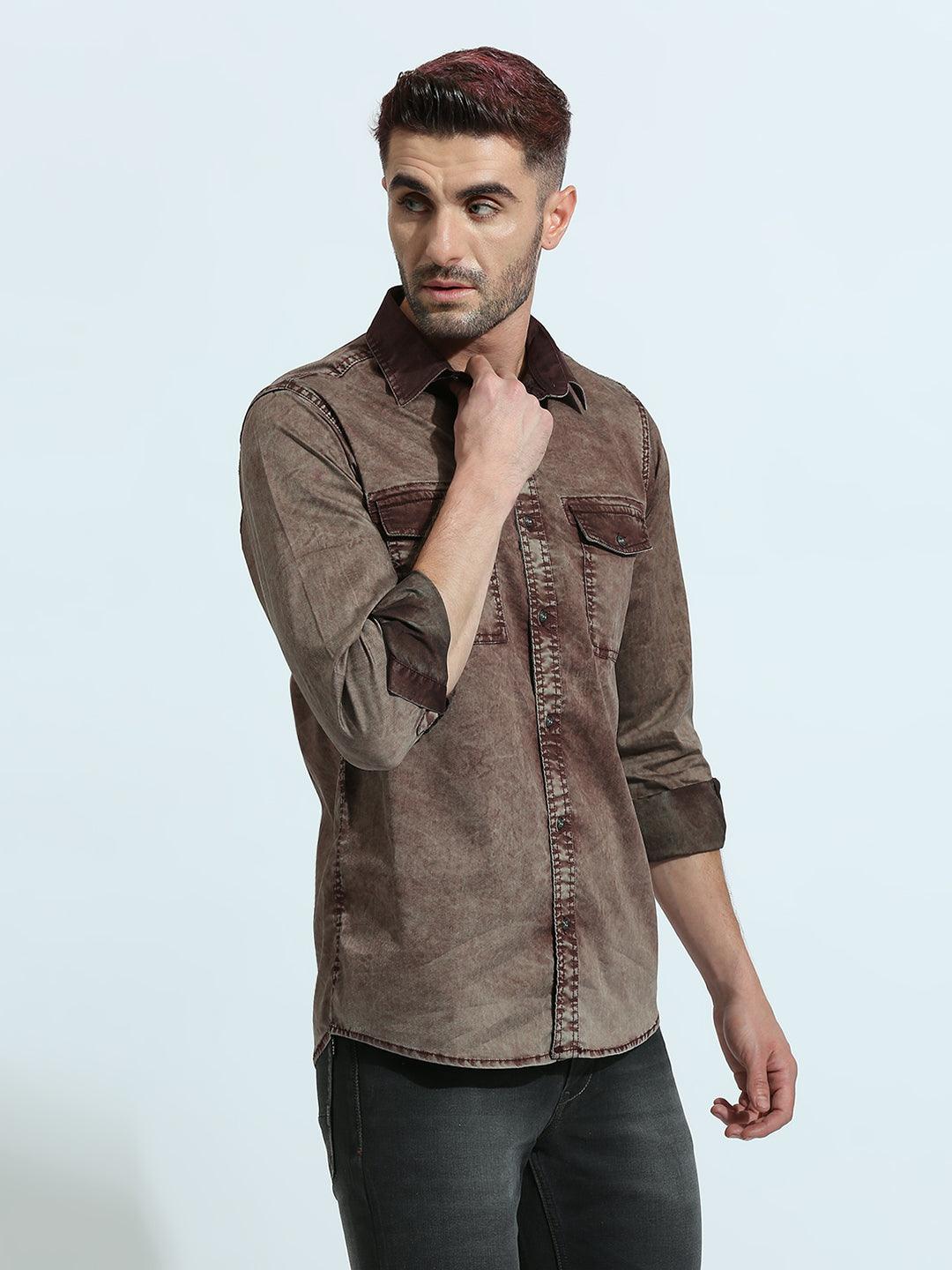 Maroon Solid Shirt