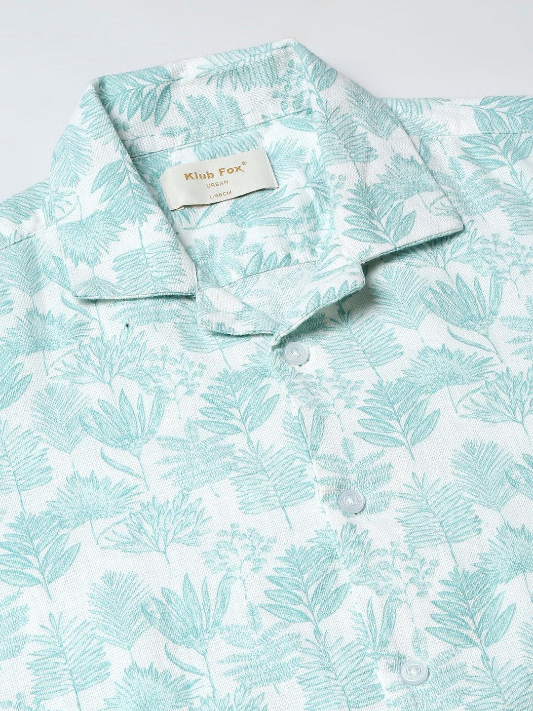 Teal Blue Printed Shirt