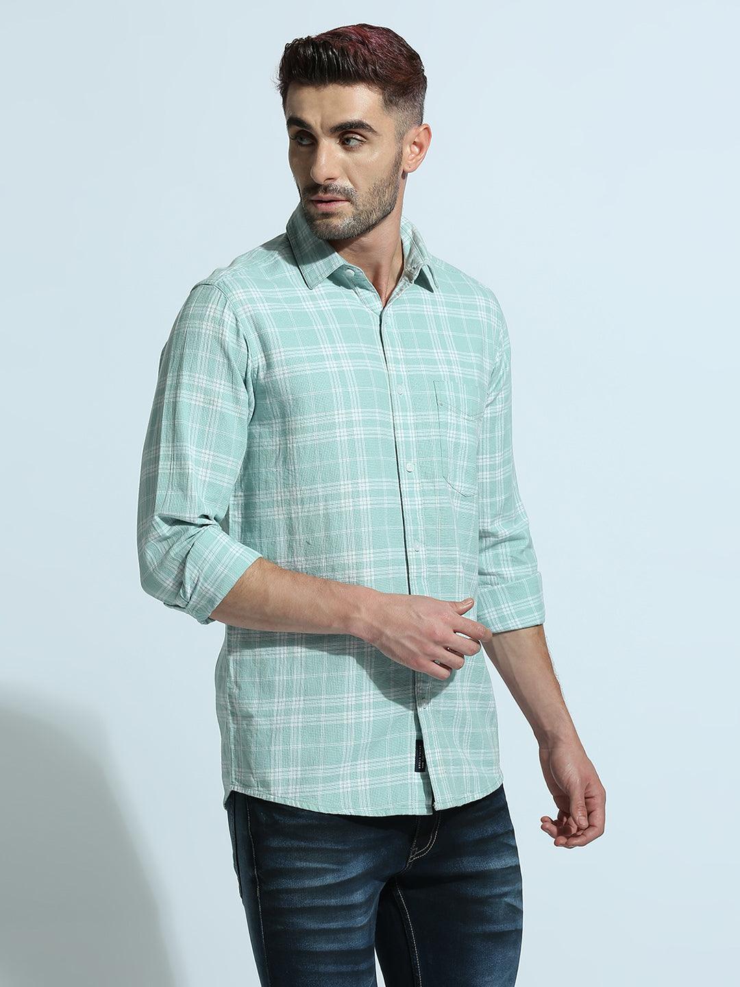 Sea green Checkered Shirt