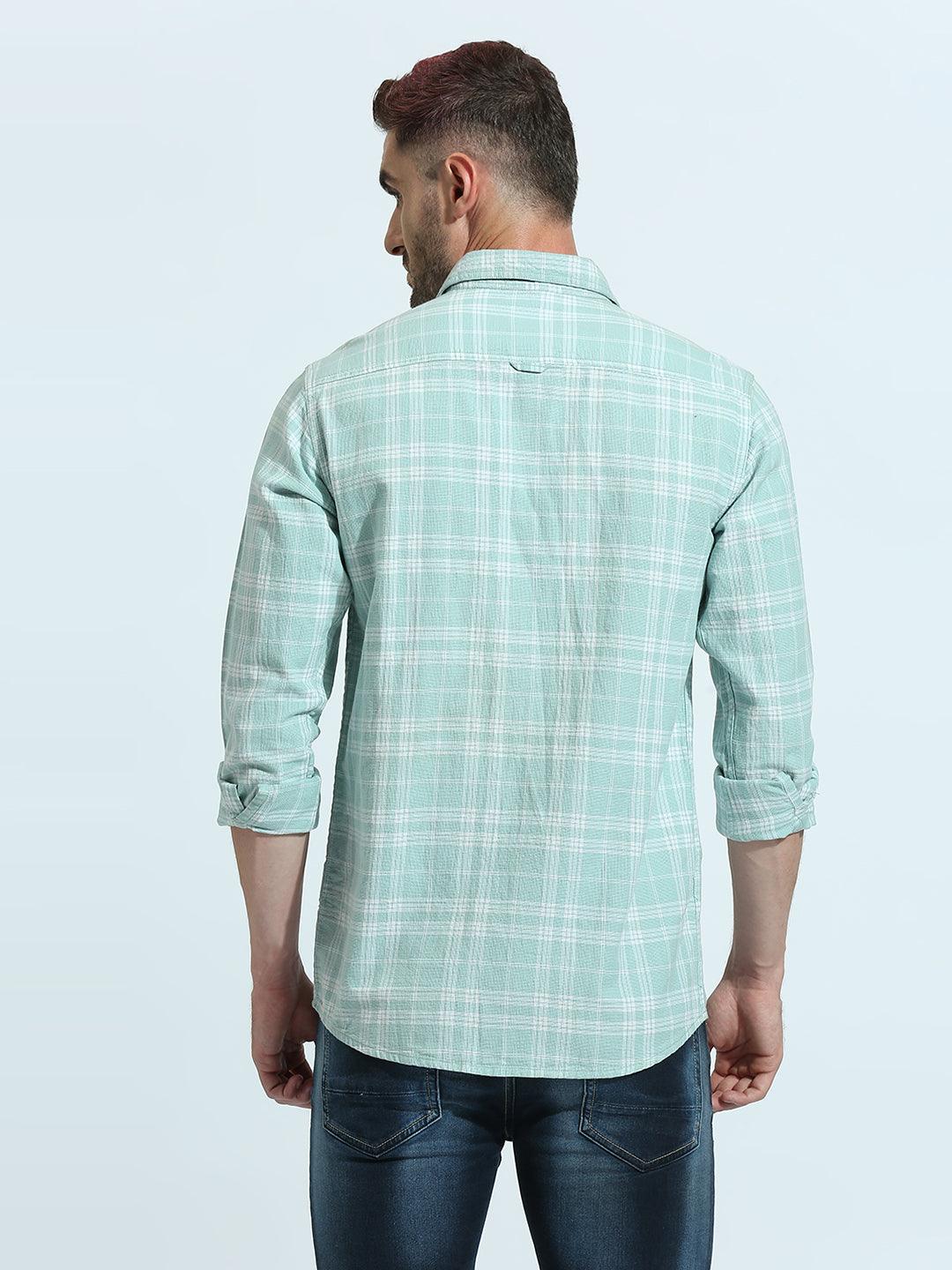 Sea green Checkered Shirt