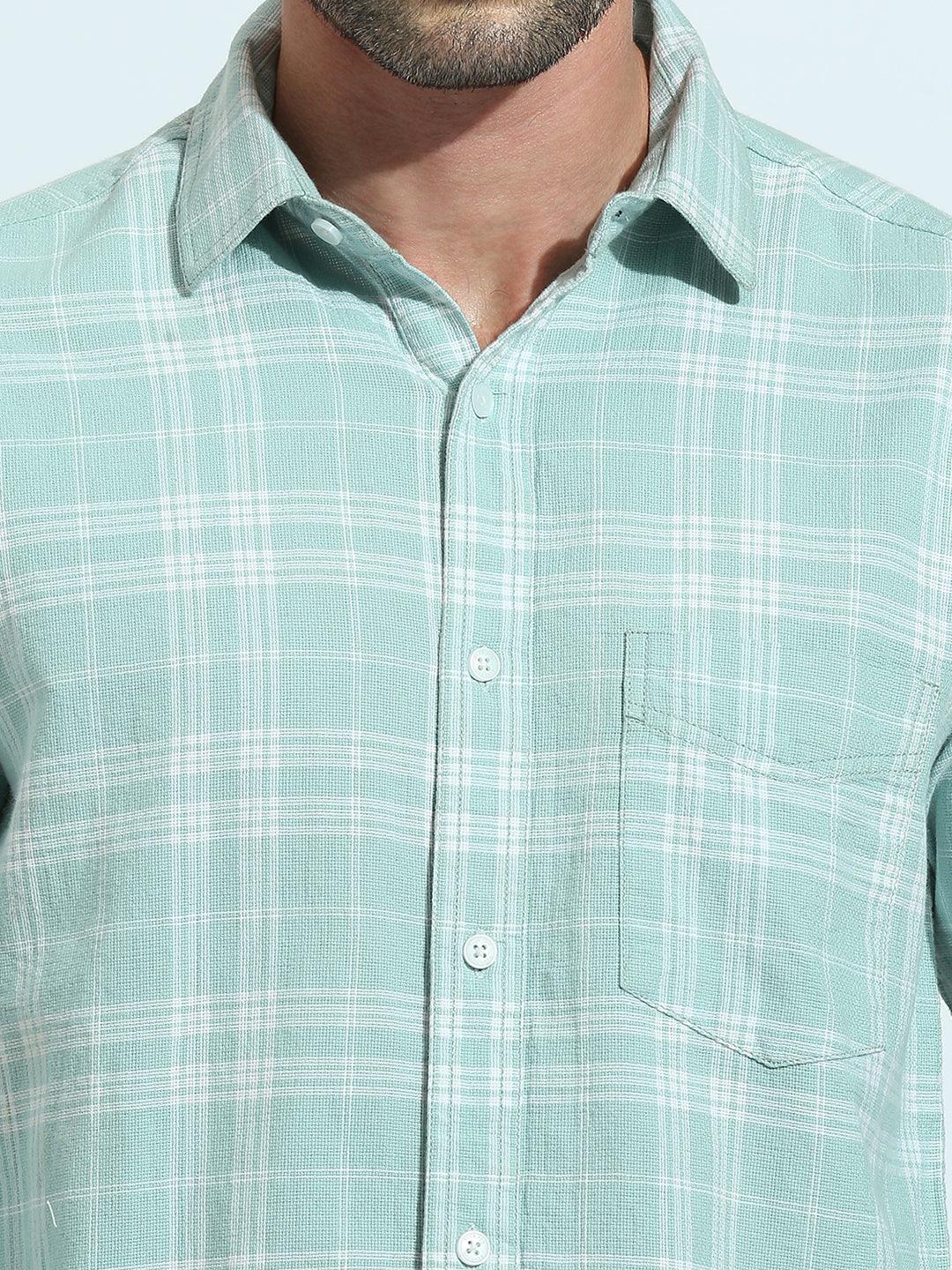 Sea green Checkered Shirt