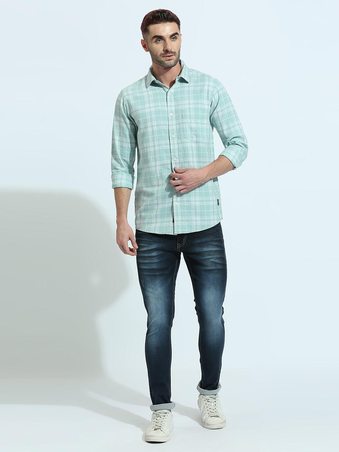 Sea green Checkered Shirt