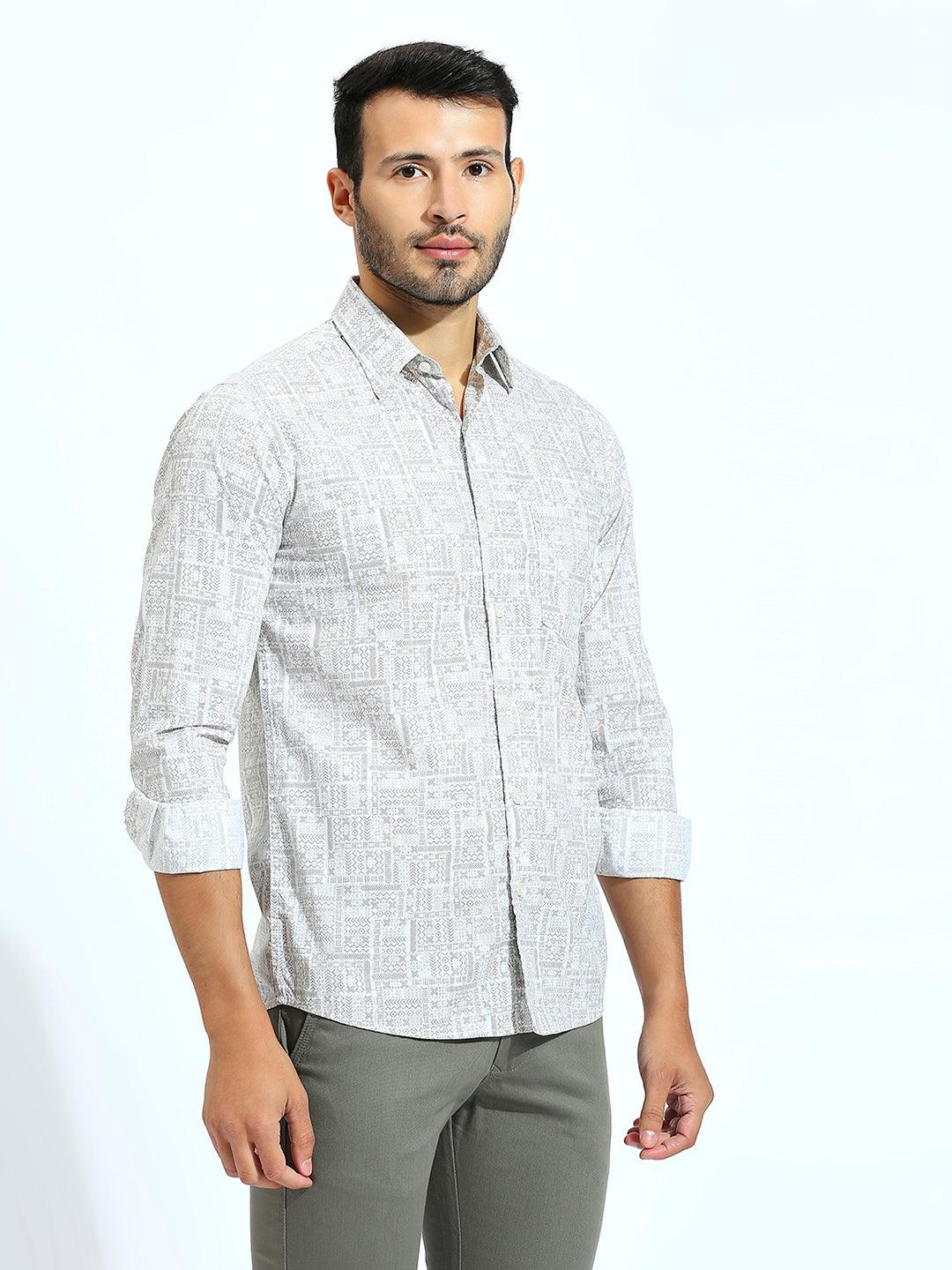 Beige Printed Shirt