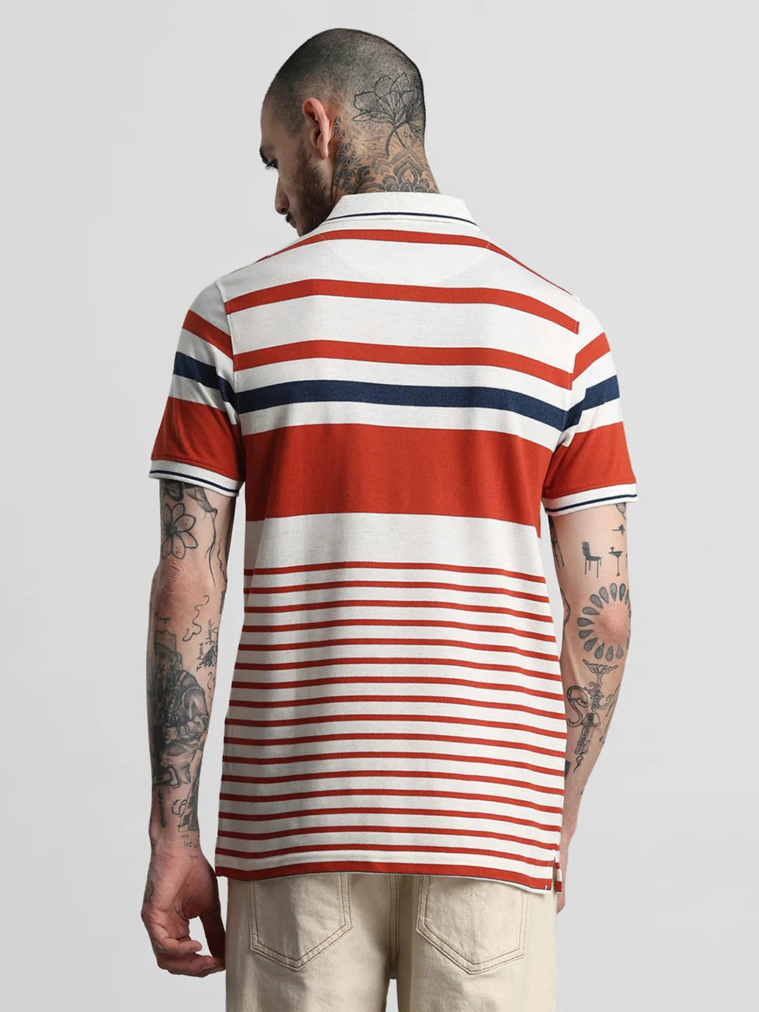 Rust Striped Polo T-Shirt