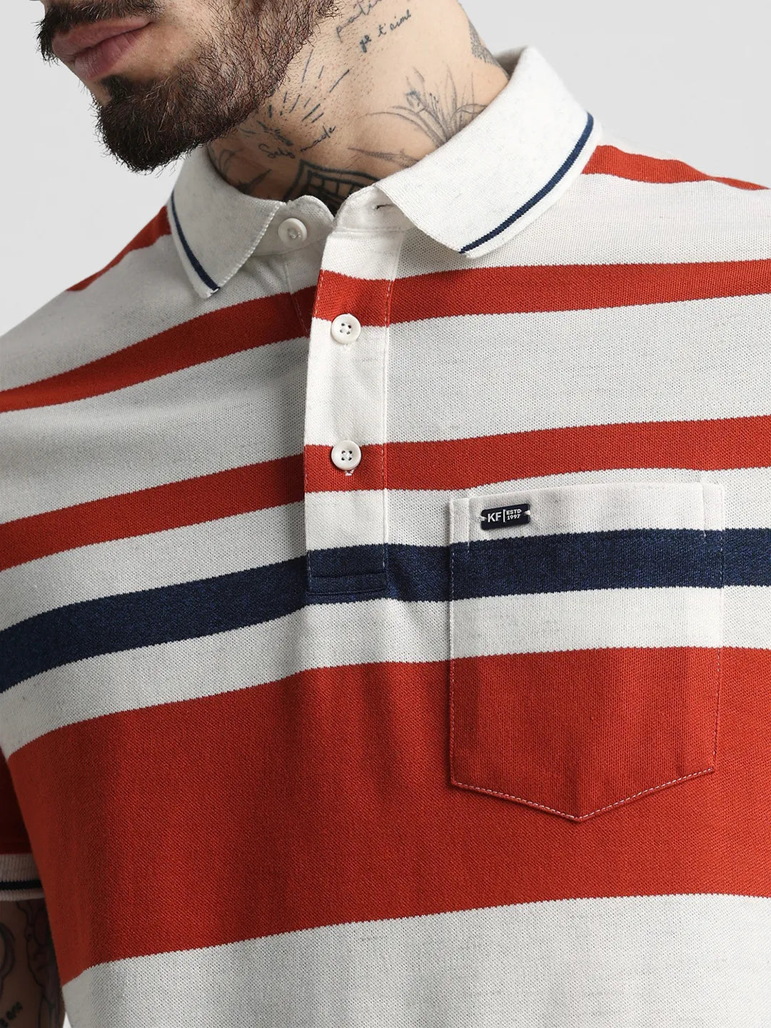 Rust Striped Polo T-Shirt
