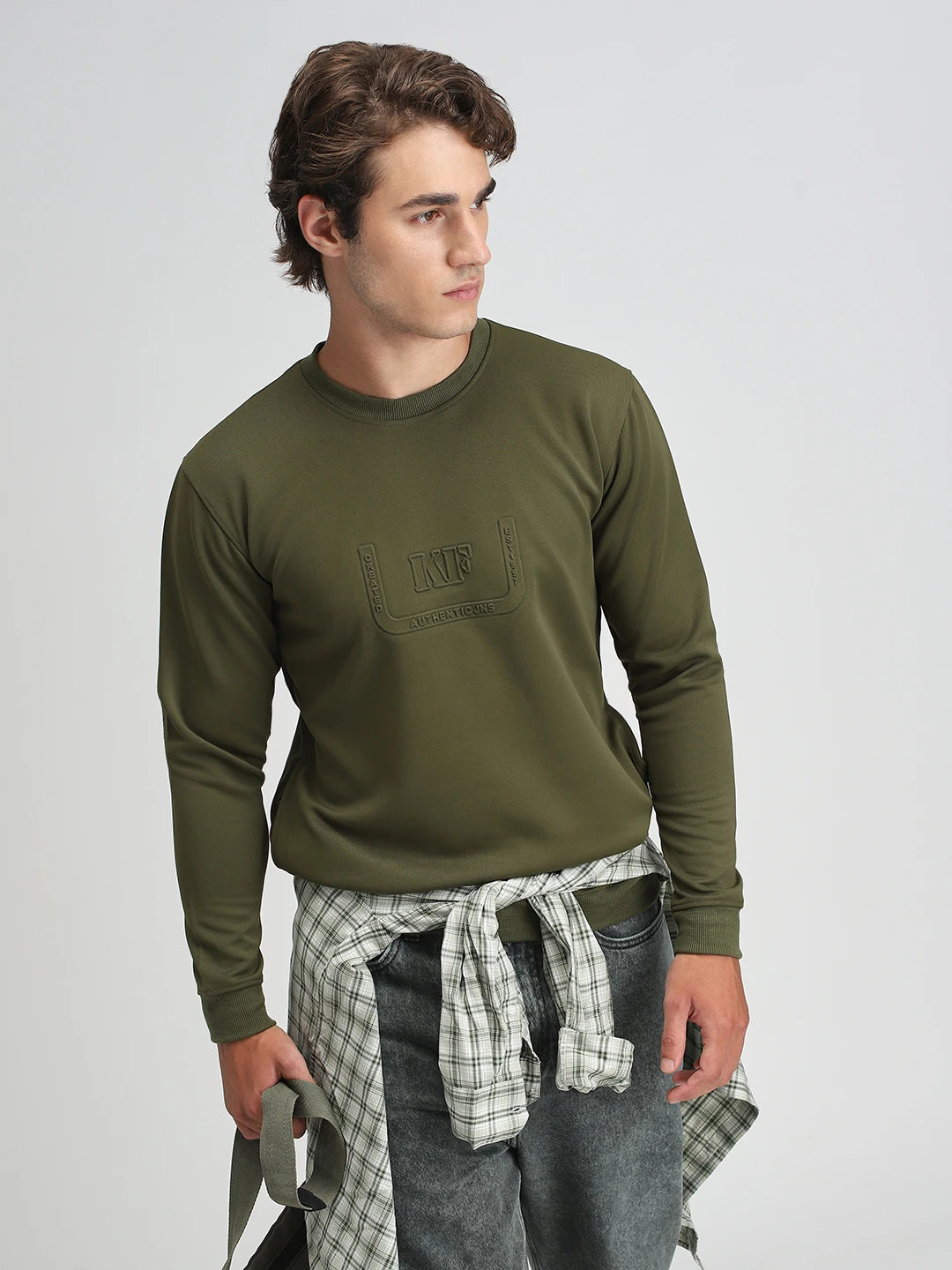 Bottle Green Printed Sweatshirt