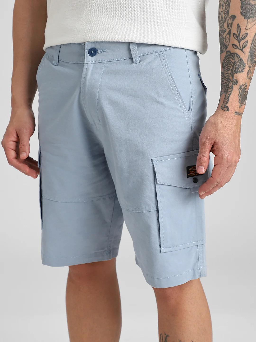 Twill Lycra Sky Blue Stretchable Shorts