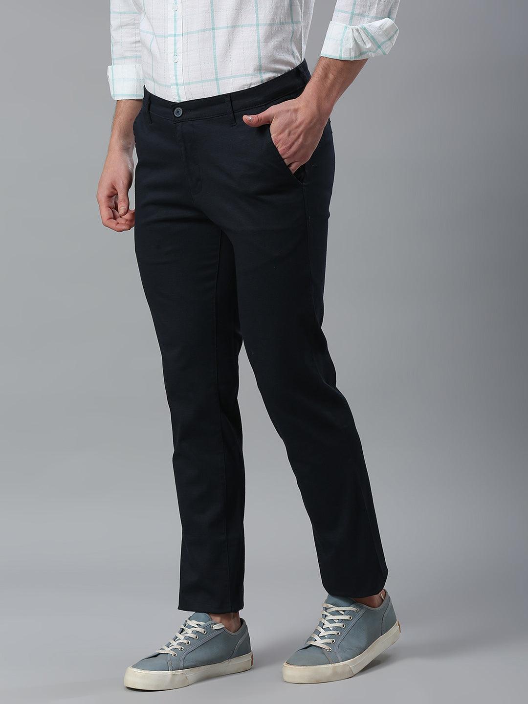 Stretchable Navy Narrow Fit Chino Pants
