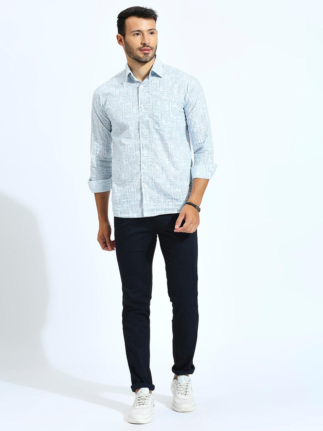 Textured Navy Narrow Chino Pants
