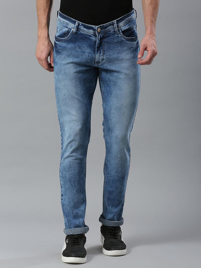 Stretchable Azure Blue Cloud Skinny Fit Jeans