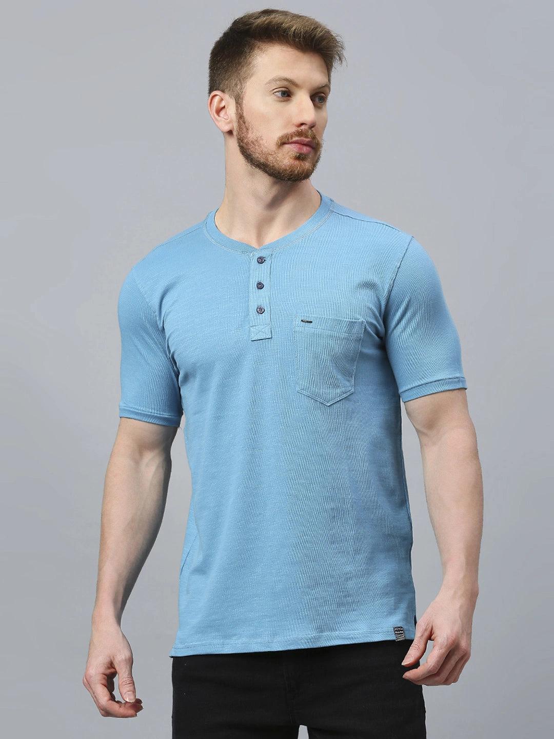 Minimal X Henley Electric Blue T-Shirt