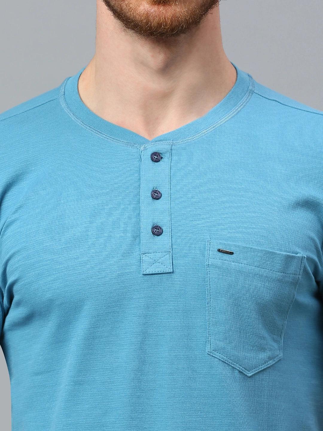 Minimal X Henley Electric Blue T-Shirt