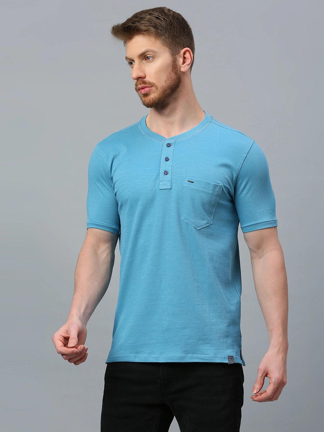 Minimal X Henley Electric Blue T-Shirt