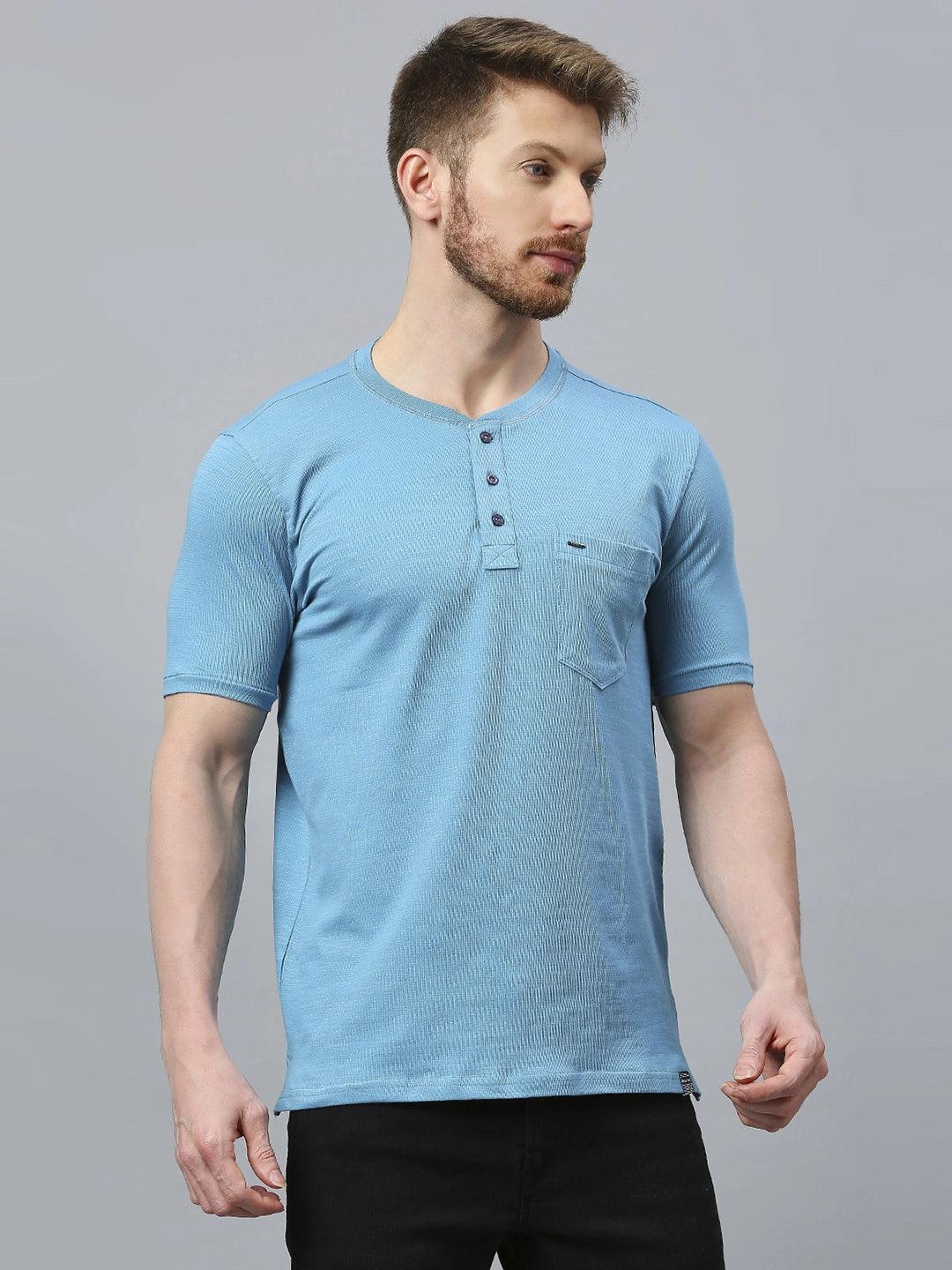 Minimal X Henley Electric Blue T-Shirt