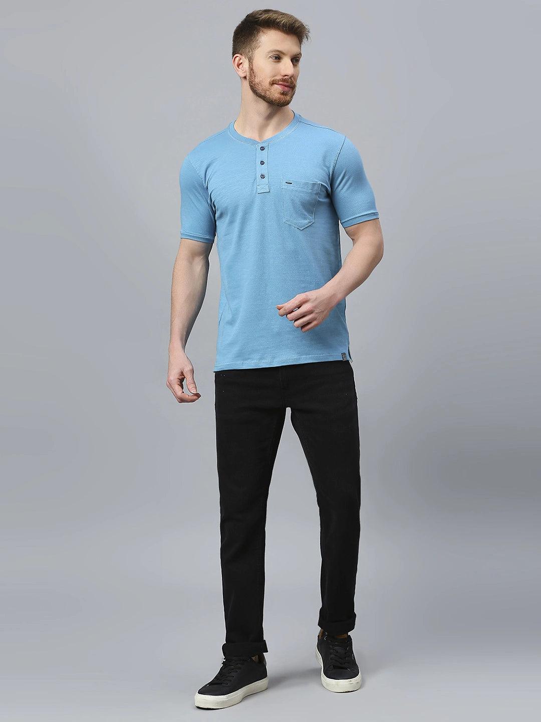 Minimal X Henley Electric Blue T-Shirt