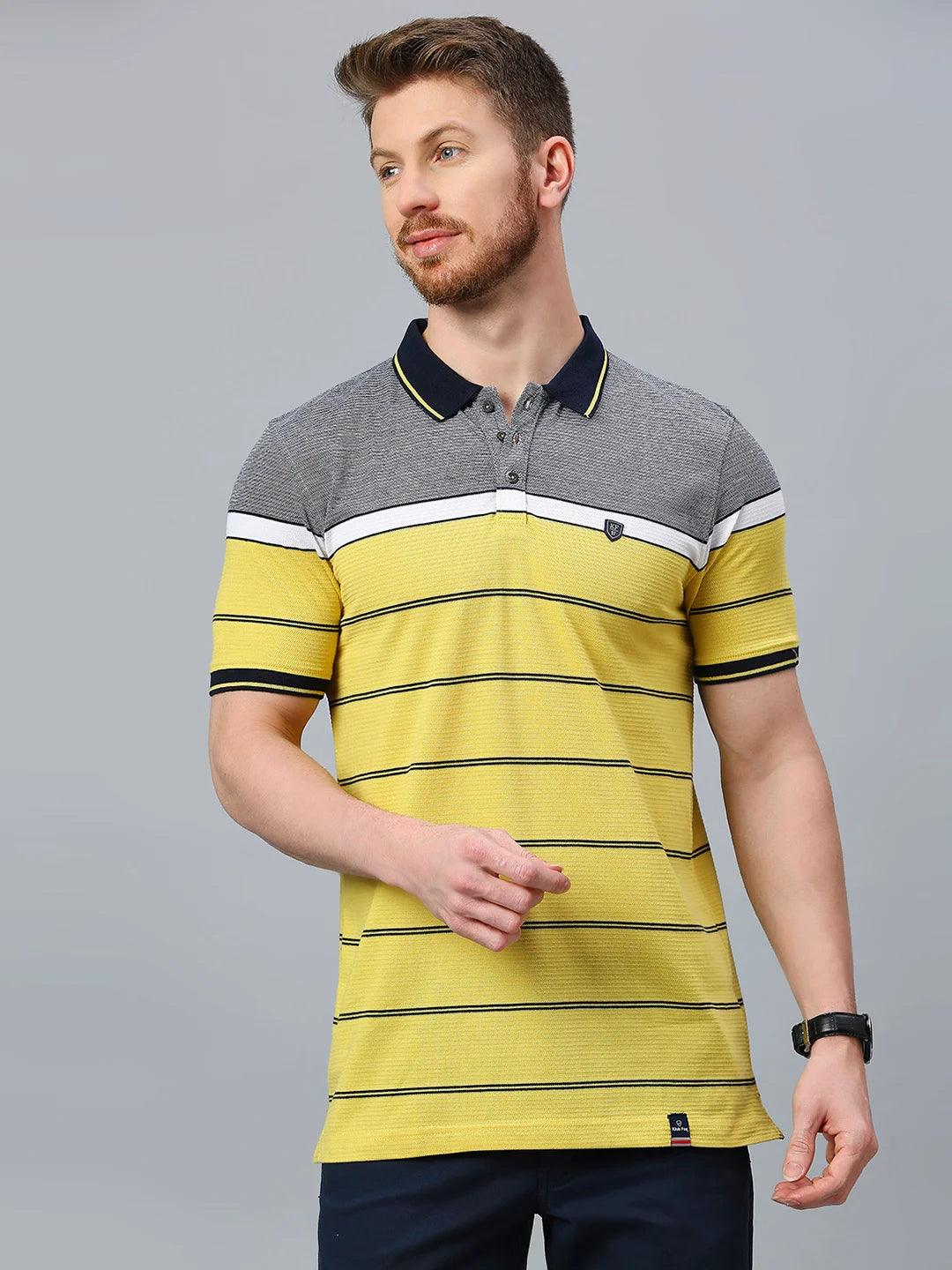 Striped Mustard Polo T-Shirt