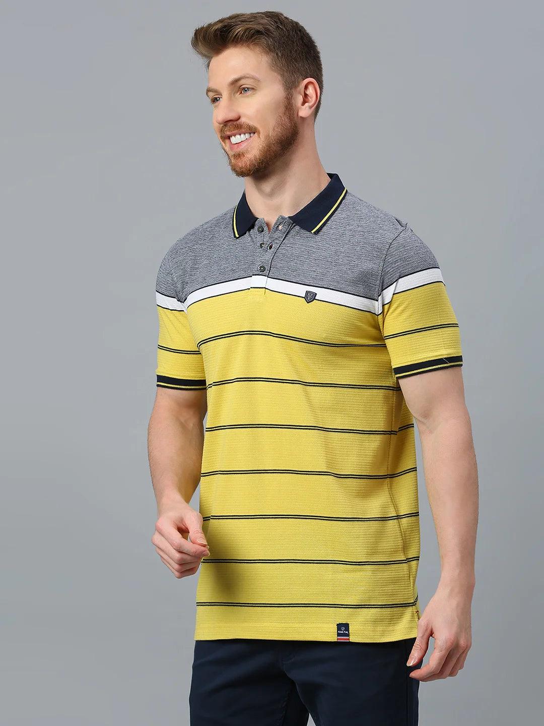 Striped Mustard Polo T-Shirt
