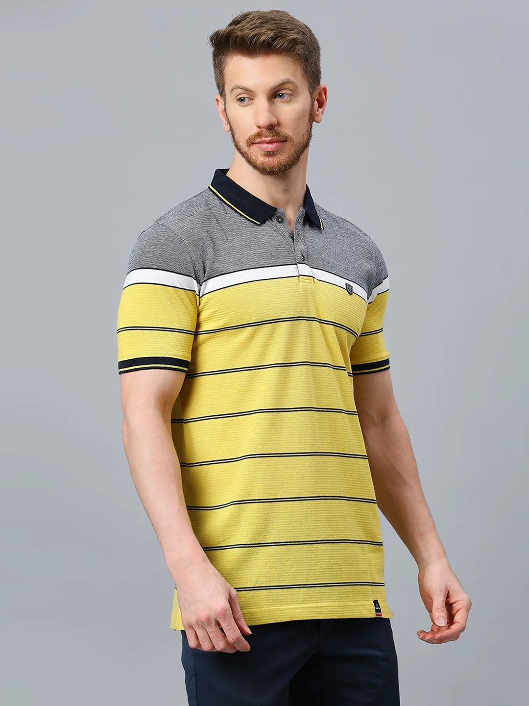 Striped Mustard Polo T-Shirt