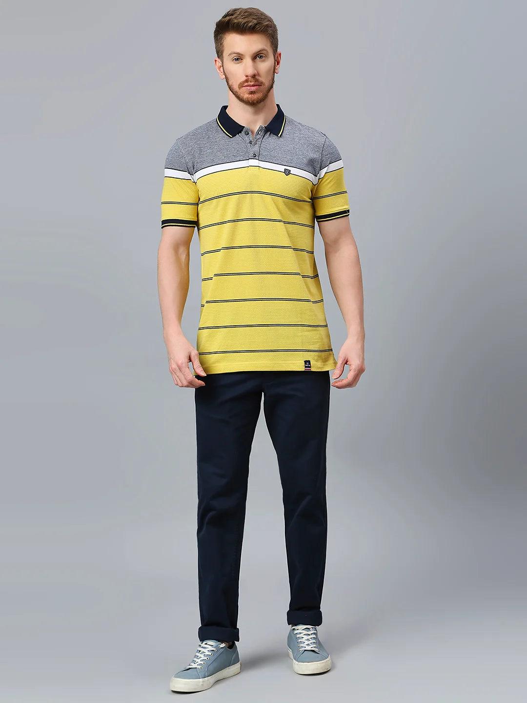 Striped Mustard Polo T-Shirt
