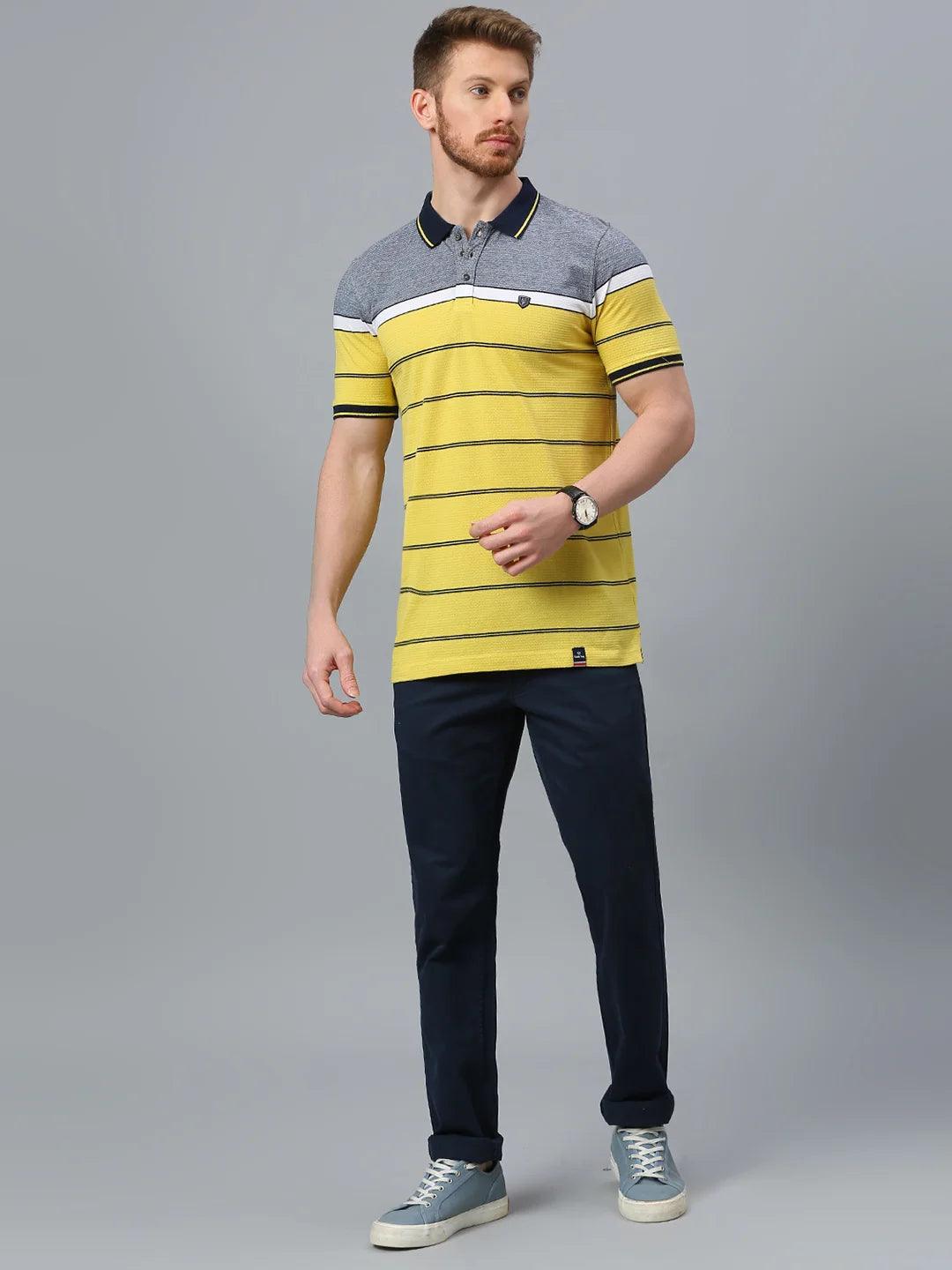 Striped Mustard Polo T-Shirt
