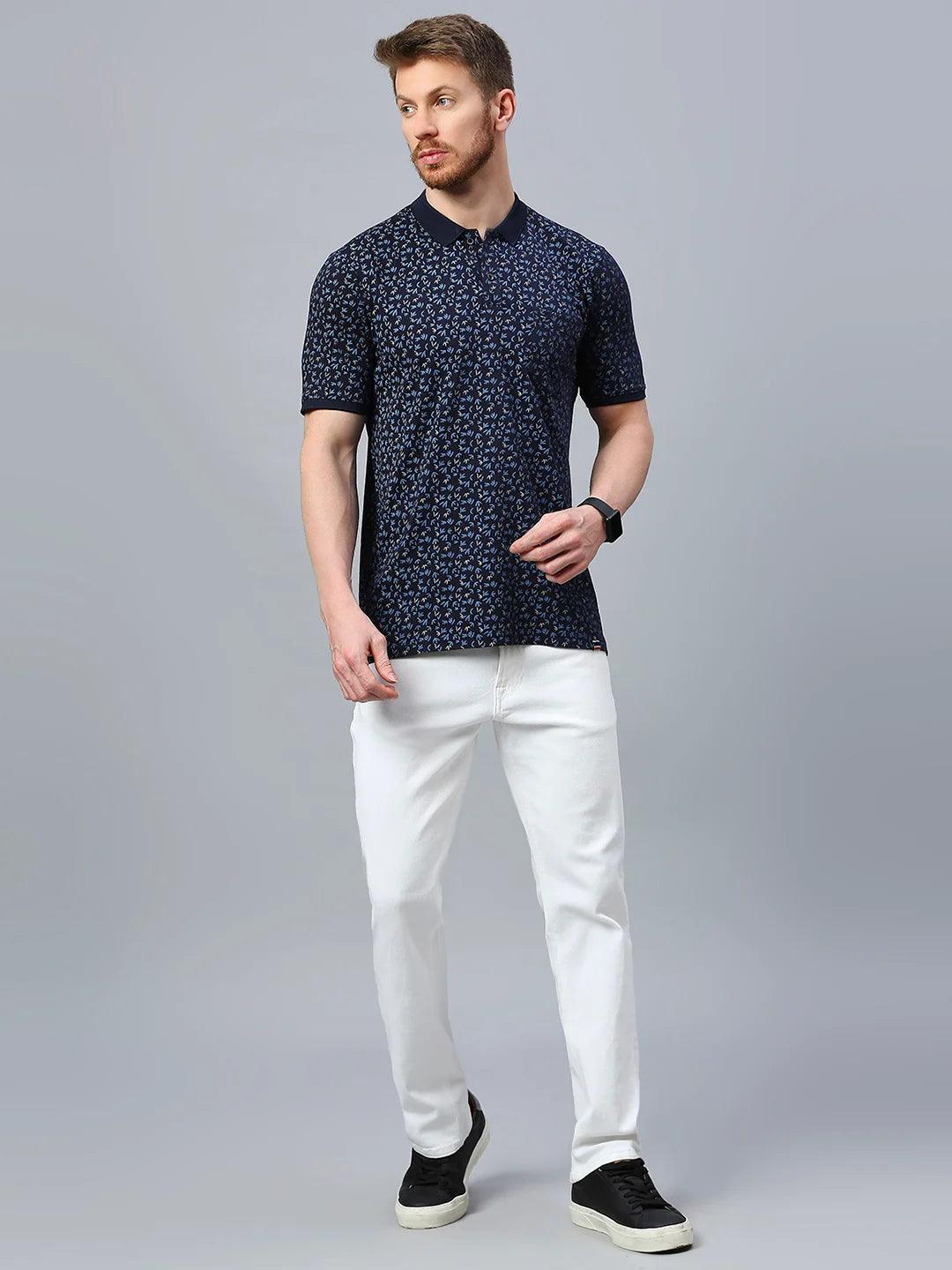 Graffiti Drop Navy Polo T-Shirt