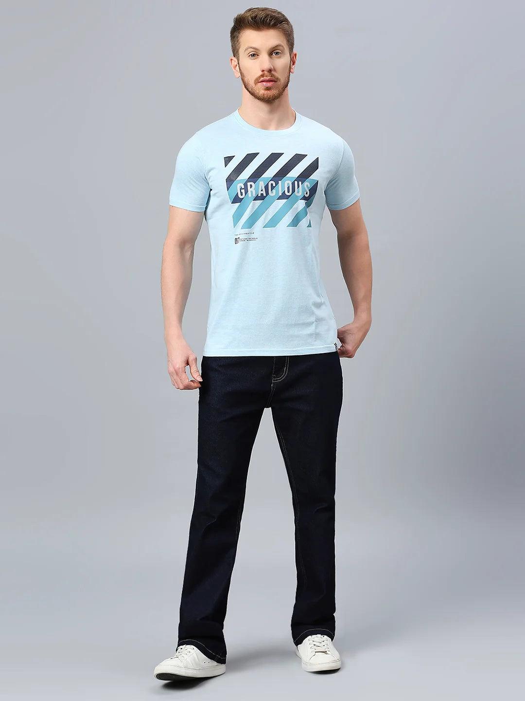 Sky Blue Printed T-Shirt