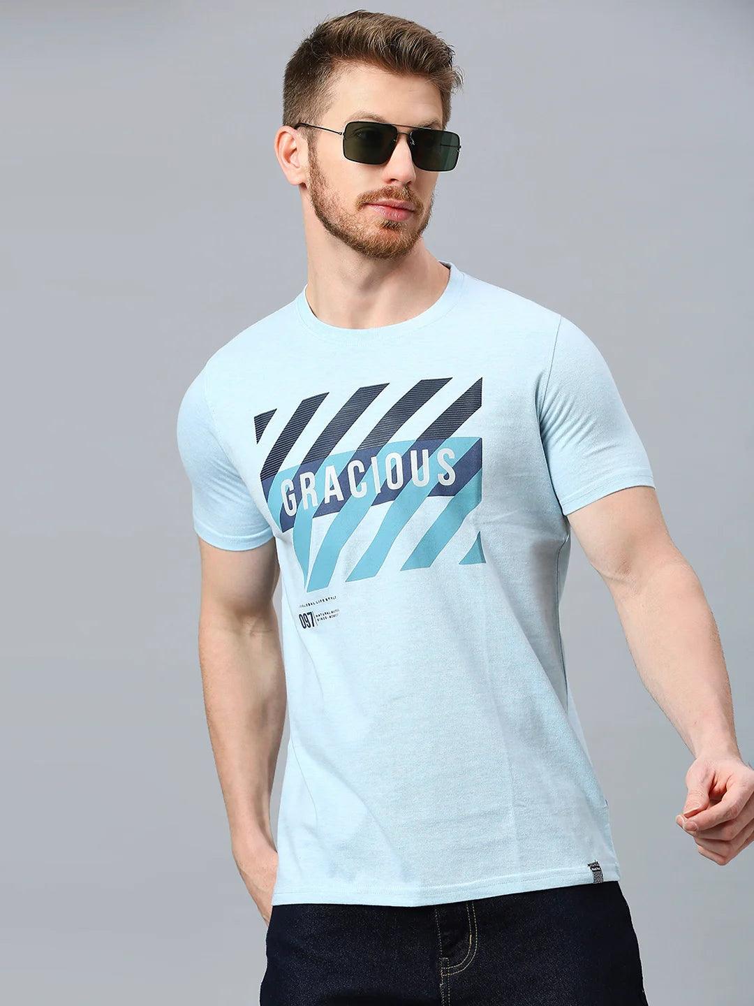 Sky Blue Printed T-Shirt