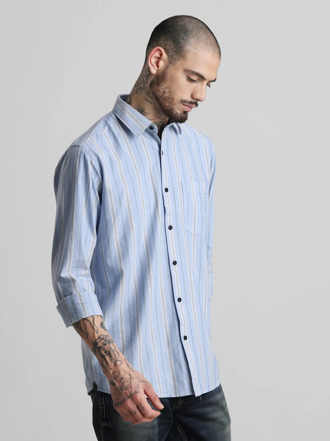 Sky Blue Striped Shirt