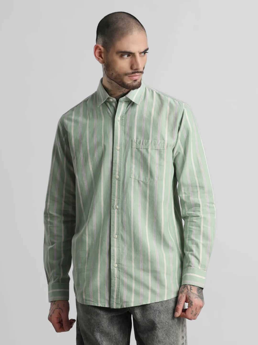 Green Striped Shirt