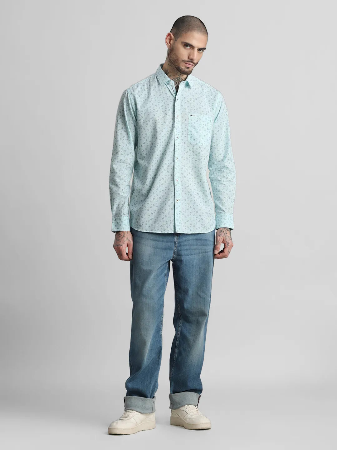 Sky Blue Printed Shirt