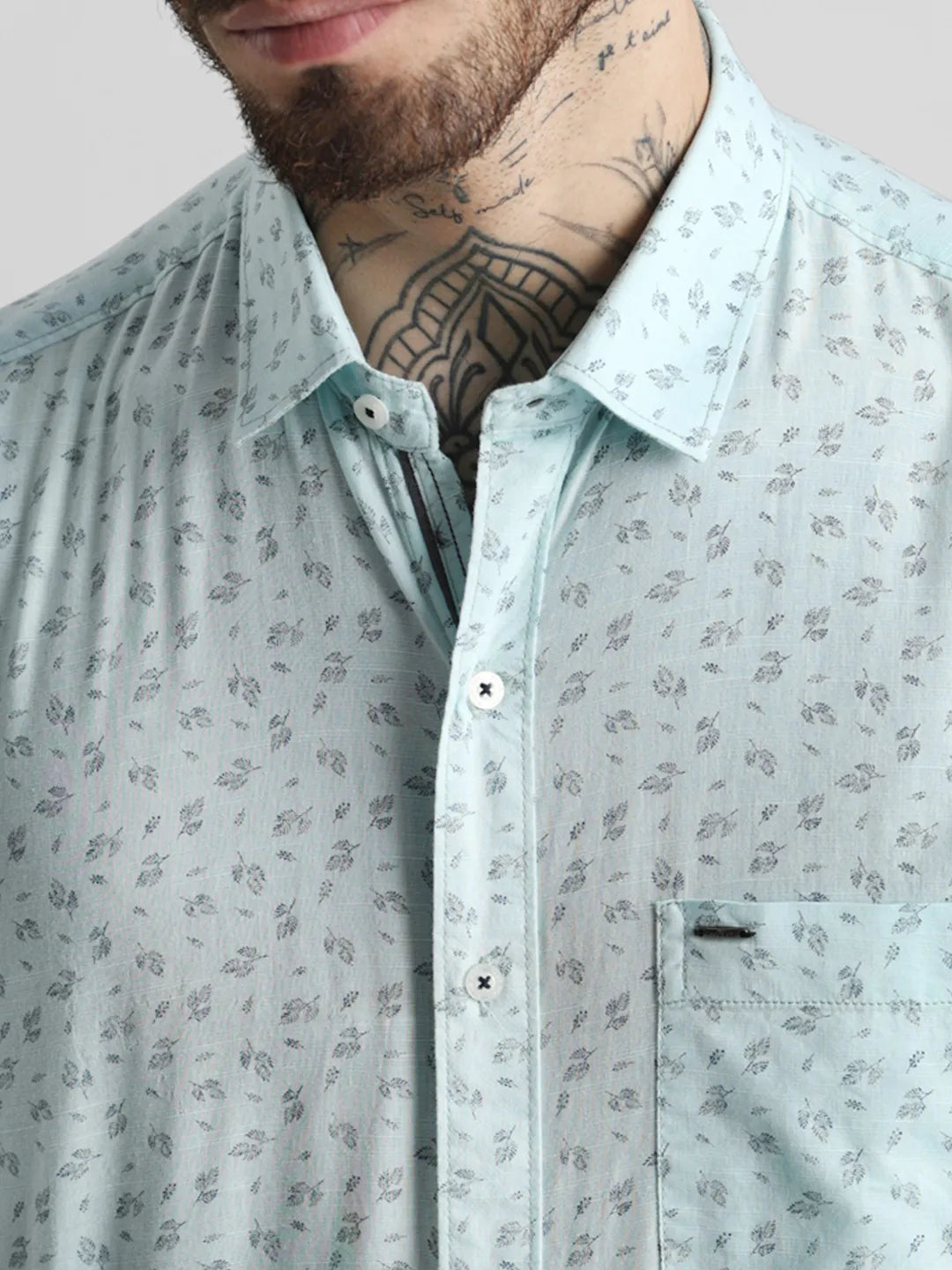 Sky Blue Printed Shirt