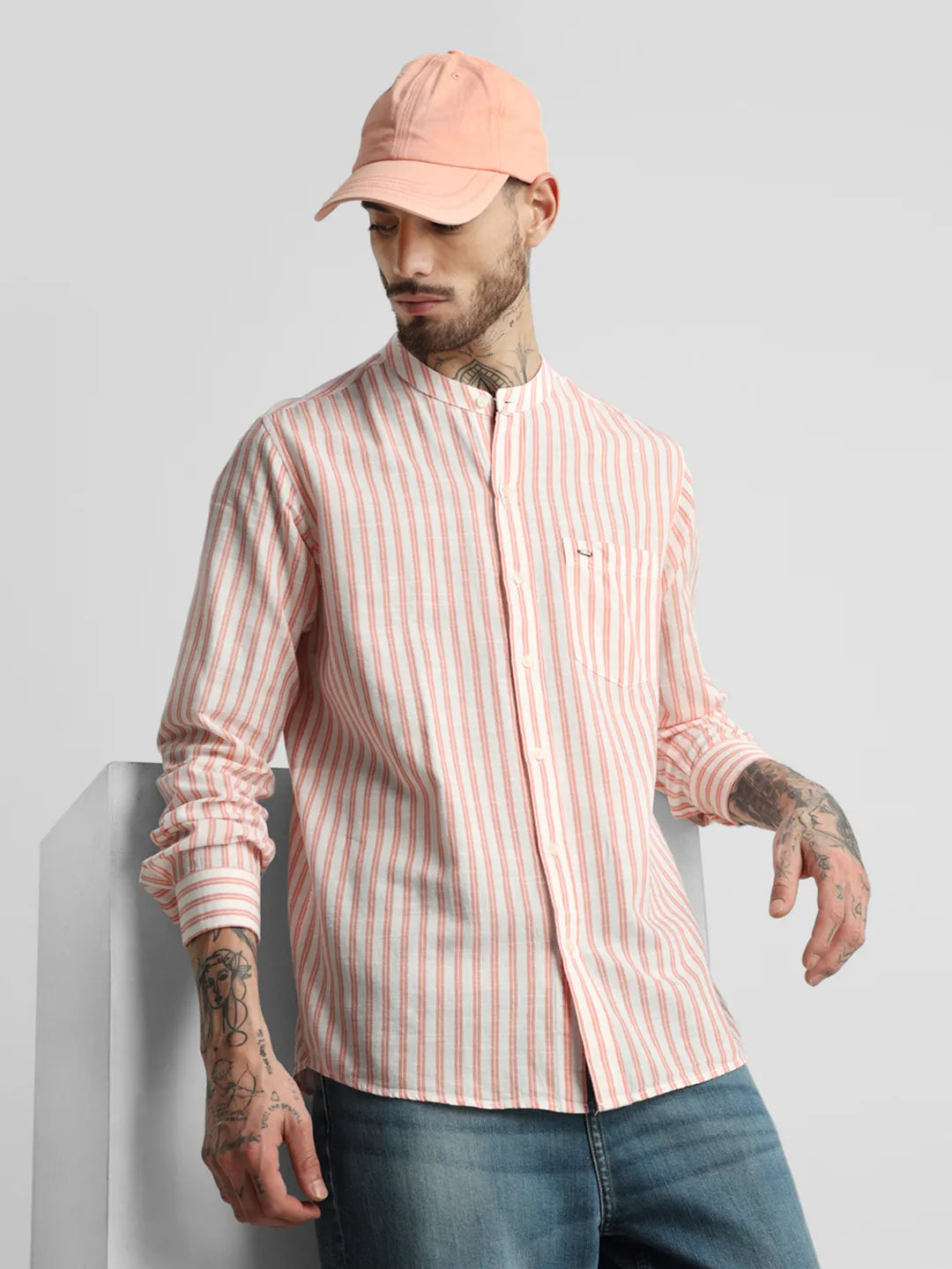 Monogram Stripe Blouse - Orange