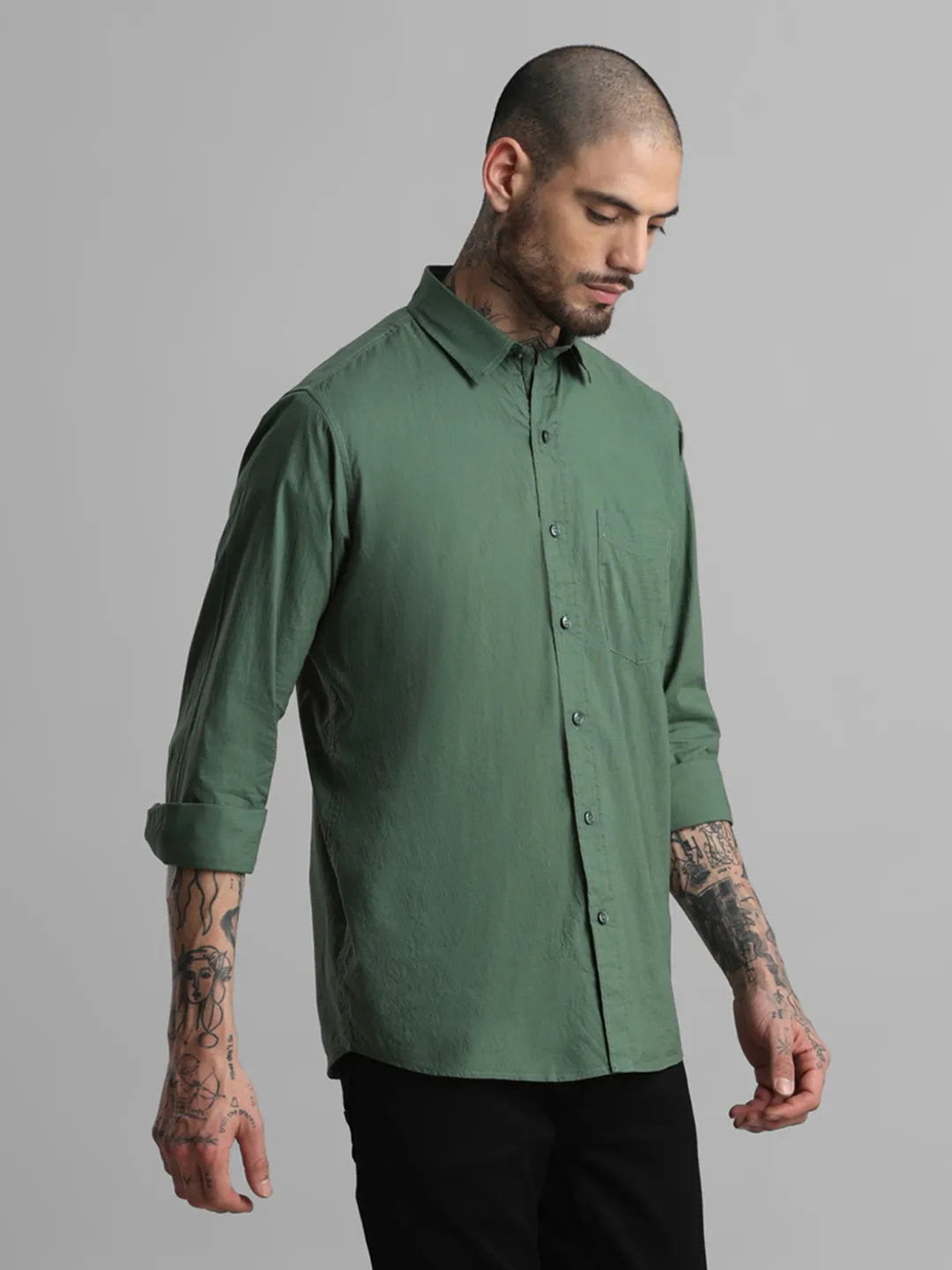 Green Solid Shirt