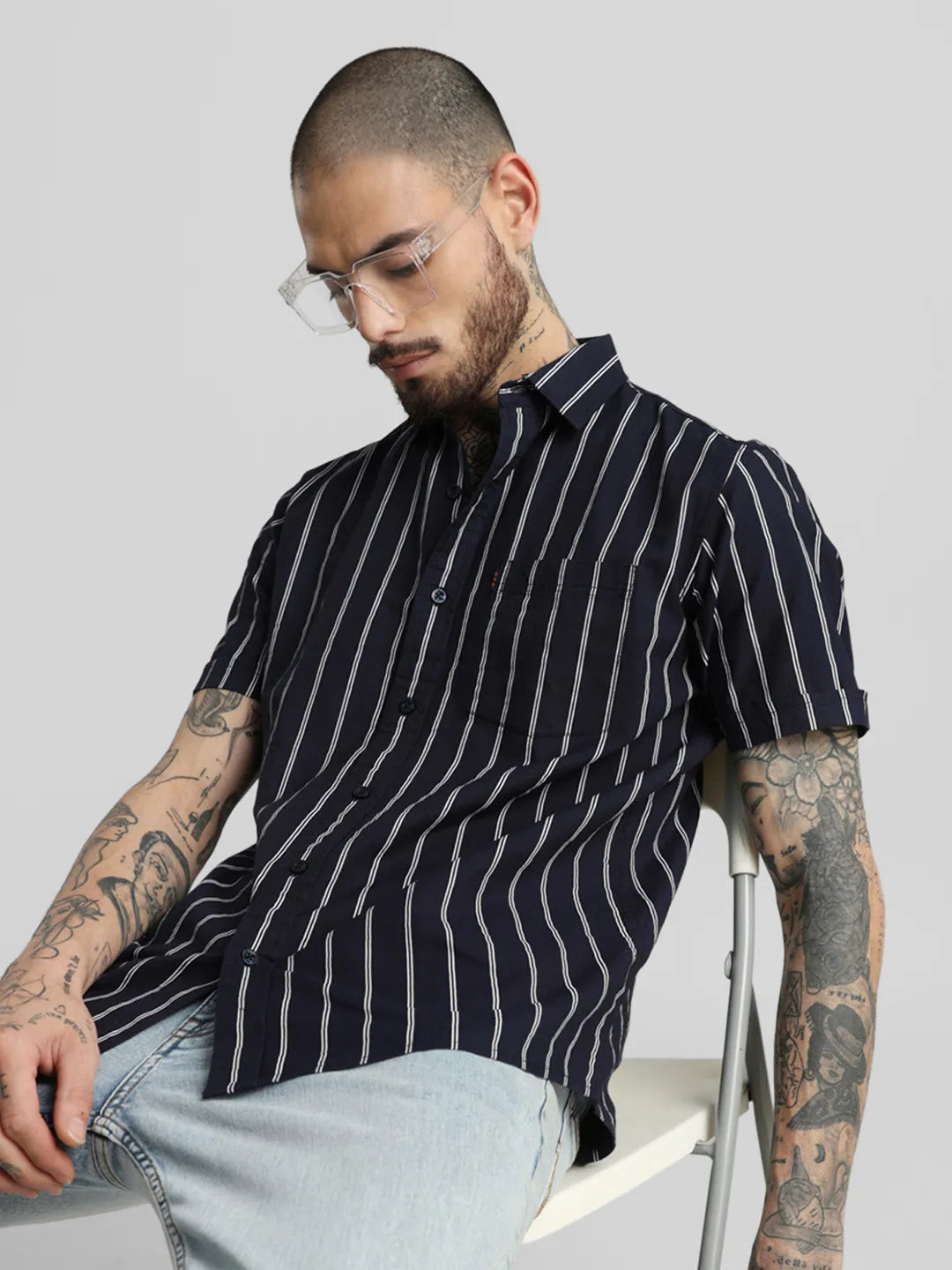 Navy Striped Shirt