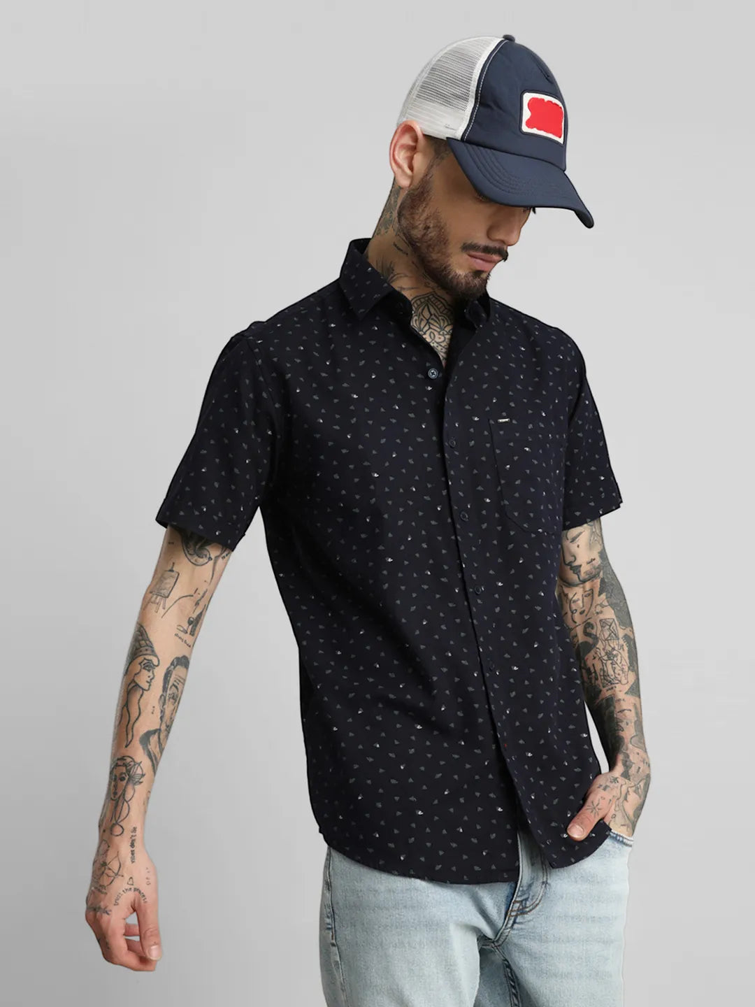 Navy Printed Shirt