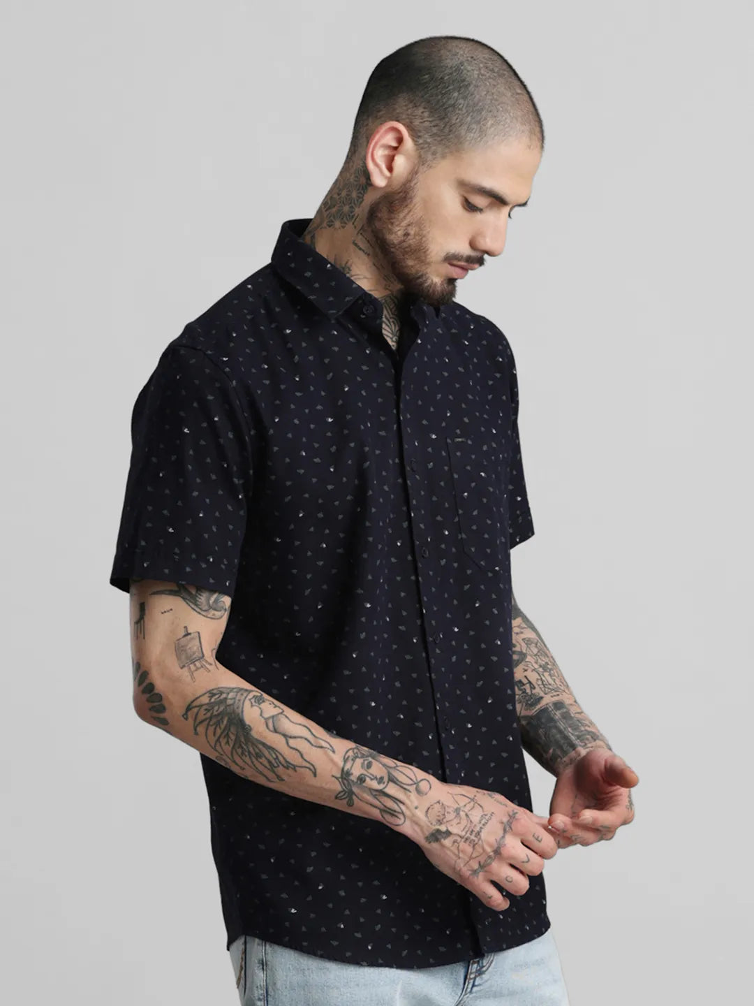 Navy Printed Shirt