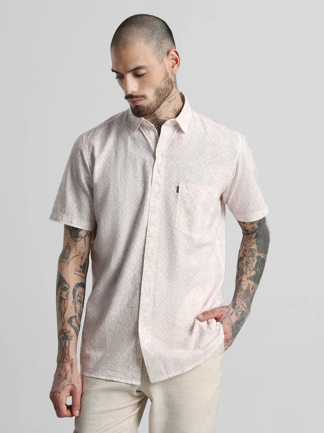 Peach Printed Shirt