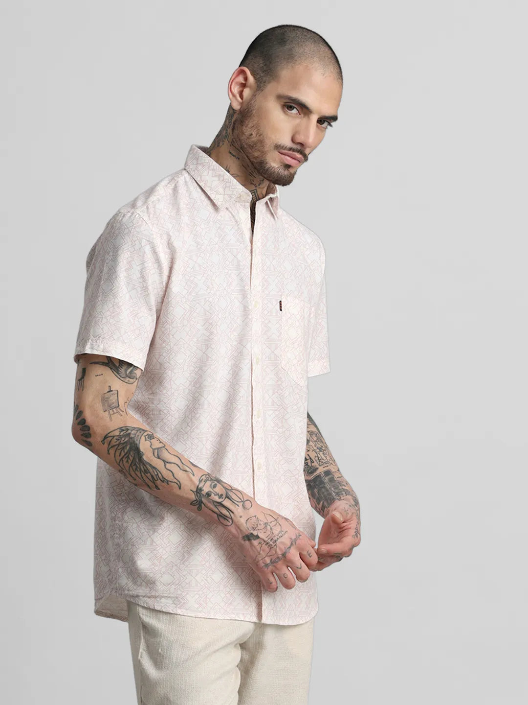 Peach Printed Shirt