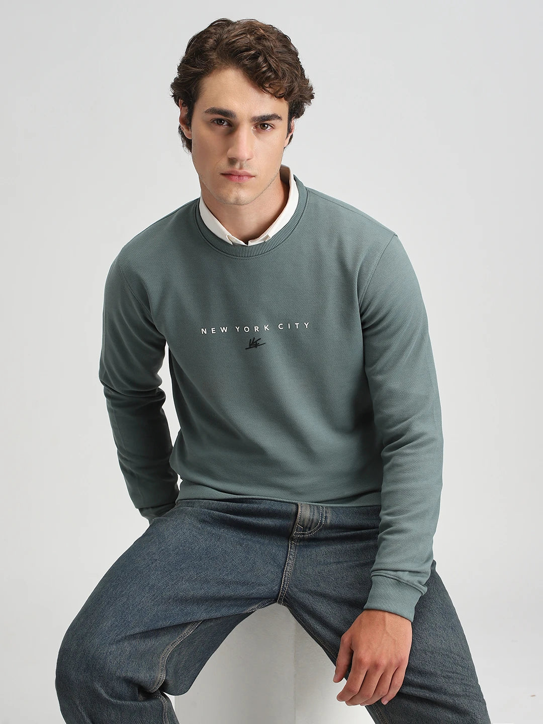 Dusty Green Printed Sweatshirt
